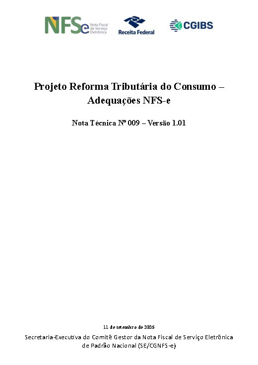 Projeto Reforma Tributária do Consumo – Adequações NFS-e